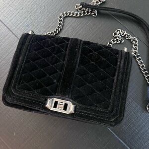Rebecca Minkoff Black Velvet Handbag - Silver Hardware